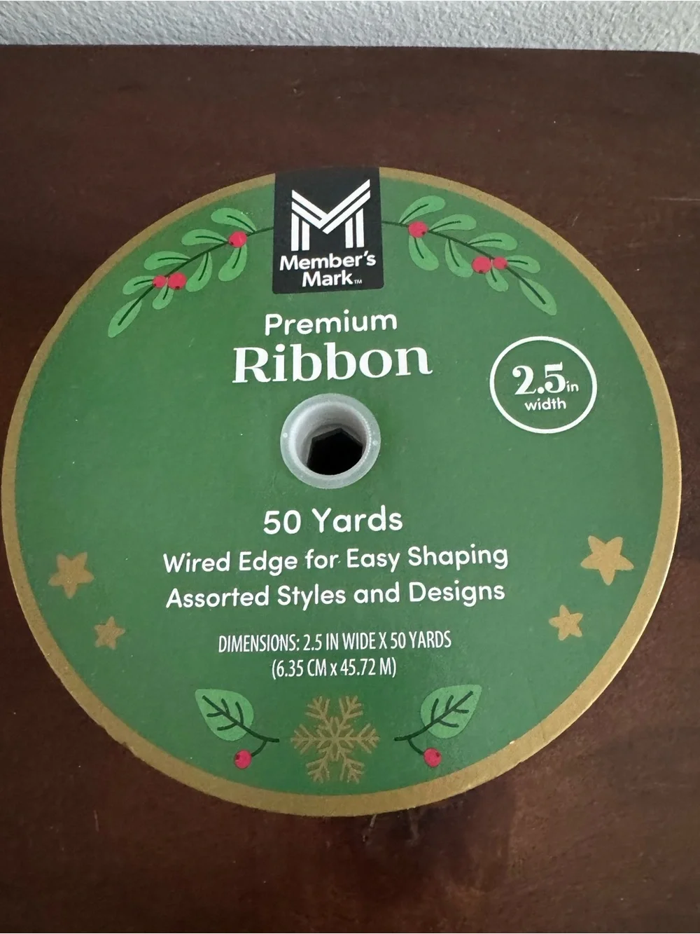 Holiday Snowflake Ribbon in Light Mint Green, 50 yds, NWT